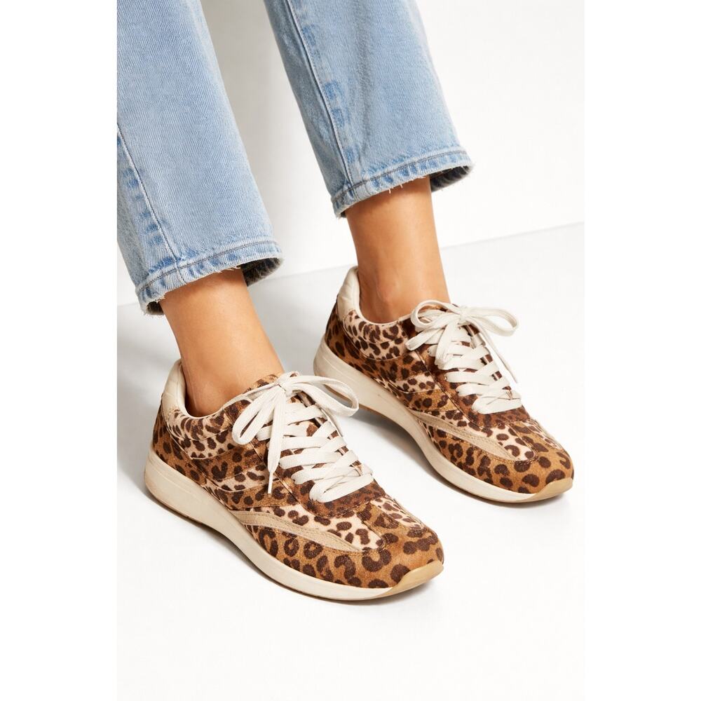 Dolce Vita Animal Print Sneakers Womens Size 9 Neutral Low Top Chic Leopard - Picture 2 of 5